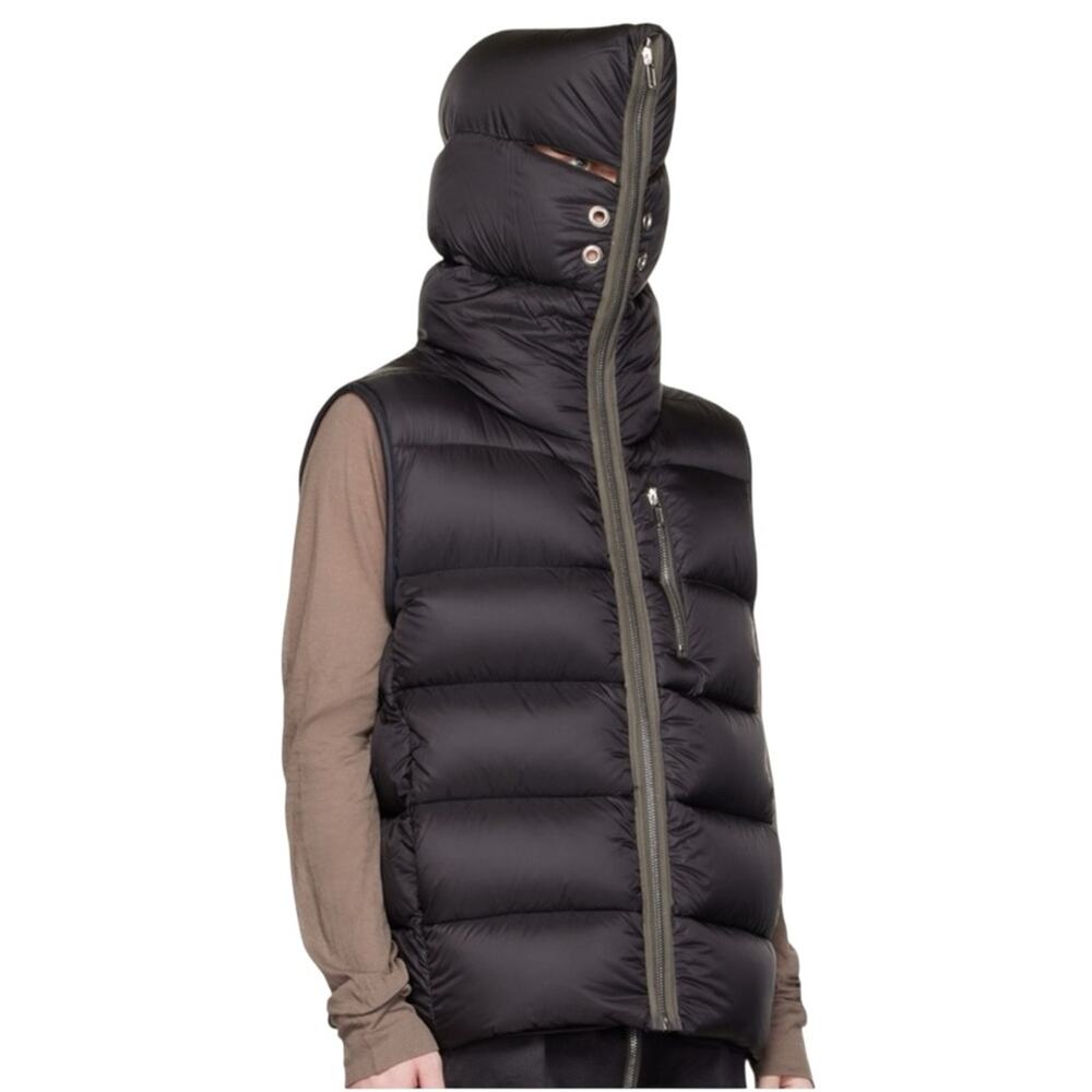Rick Owens Black Gimp Down Puffer Vest Size L IT 52 FW22 Full Zip-up